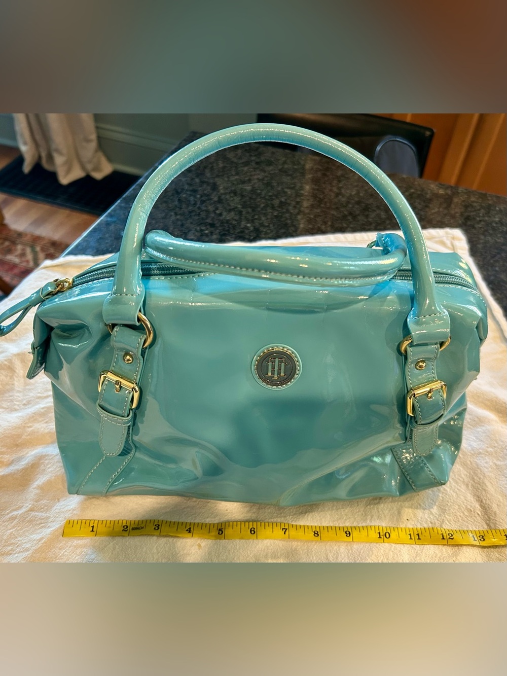Fabulous Tommy Hilfiger baby blue Patent Satchel- excellent condition. - Picture 2 of 9